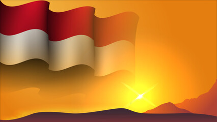 yemen waving flag concept background design with sunset view on the hill vector illustration