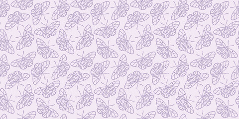 Purple butterfly vector pattern background, seamless repeating wallpaper