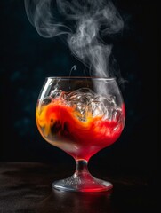 Mystical Mixology Close-up of a Cold Smoke Cocktail