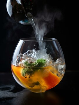 Smoke and Spirits Close-up of a Cold Smoke Drink