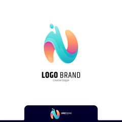 Letter n logo concept with water splash