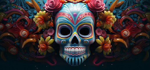 vector illustration day of the dead concept, minimalism.generative ai