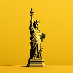 Statue of Liberty on yellow background.