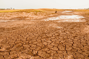 Drought.Dry and cracked land,Dry due to lack of rain.Effects of climate change such as desertification and droughts.