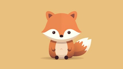 Obraz premium A cartoon fox sitting on the ground