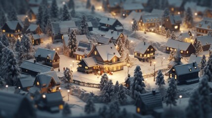 A small town in the middle of a snowy forest