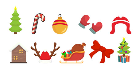 Set of christmas element vector collection