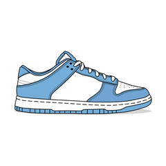 Blue and white low basketball shoe, isolated on white - obrazy, fototapety, plakaty