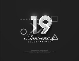Fototapeta na wymiar 19th anniversary number, modern elegant and simple. Premium vector background for greeting and celebration.