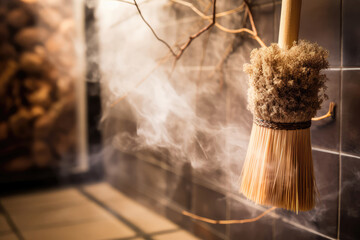 Birch Broom In Traditional Steam Sauna Room