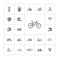 bike icon set with motorcycle, moped, courier, helmet, racing