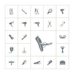 hair care icon set with electric shaver, hair dryer