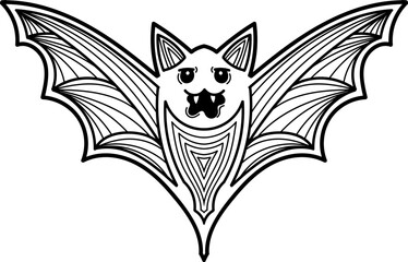 Halloween bat character. Cute funny outline hand drawn icon.