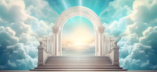 Engelwächter der Himmelspforte: Epischer Eingang - obrazy, fototapety, plakaty