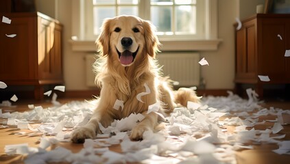 Unruhe im Arbeitszimmer: Süßer Hund erkundet Raum