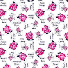 Roses pattern with text design elegant drawing