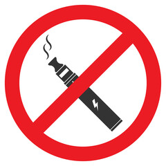 Vector illustration of ban on electronic cigarettes icon in dark color and transparent background(PNG).