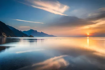 Deurstickers sunset over the sea © sehar