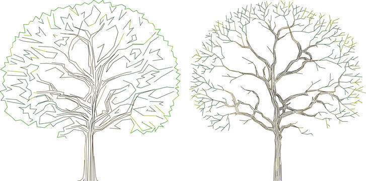 Vector sketch illustration of tree and plant designs for complete images and clipart