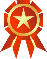 Red star with ribbon winner prize