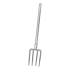 garden forks in contour style on white background