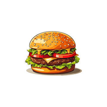 Burger vector illustration isolated on  PNG transparent background