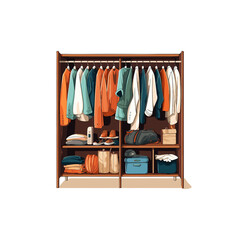 wardrobe with clothes vector illustration isolated on  PNG transparent background