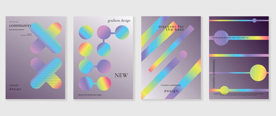 Fluid gradient background vector. Cute and minimal style posters with colorful, geometric shapes, liquid color. Modern wallpaper design for social media, idol poster, banner, flyer.