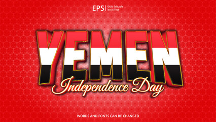 yemen editable text effect with yemen flag pattern concept design vector illustration suitable for poster design on holiday, feast day or national independence day on yemen