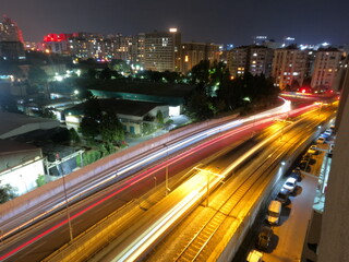 Fototapeta na wymiar traffic at night. Istanbul city 