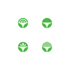 Initial O logo with leaf elements in green color