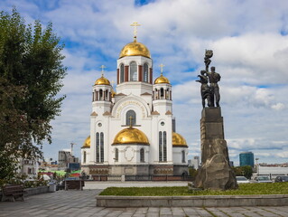 Temple on blood. Orthodox Church at the site of the execution of the last Emperor of Russia....
