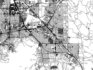 Greyscale vector city map of  Henderson Nevada in the United States of America with with water, fields and parks, and roads on a white background.