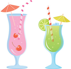 Set of two cocktails with straw