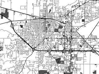 Greyscale vector city map of  Jonesboro Arkansas in the United States of America with with water, fields and parks, and roads on a white background.