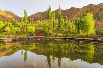 Mountains, Pastures, and Plateau Lakes in Nanshan Park, Lhasa City, Tibet Autonomous Region, China
