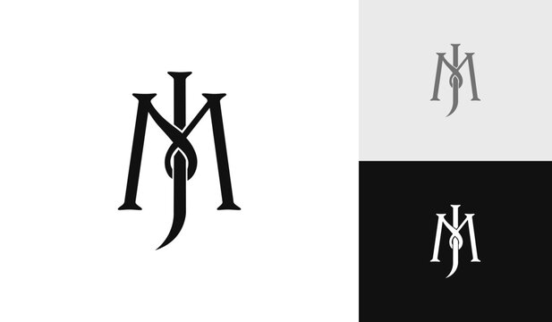 Letter JM or MJ initial monogram logo design