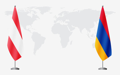 Austria and Armenia flags for official meeting