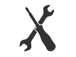 Wrench and screwdriver tool set, setting symbol, vector illustration