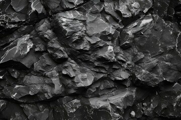 Black white rock texture. Dark gray stone granite background for design. Rough cracked surface. generative AI