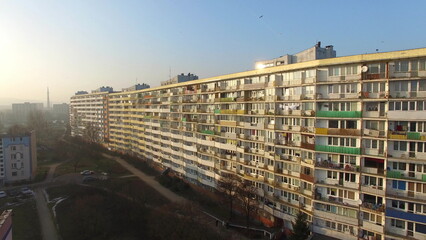 Fototapeta na wymiar Aerial Of Enormous Residential Block In Densely Populated District