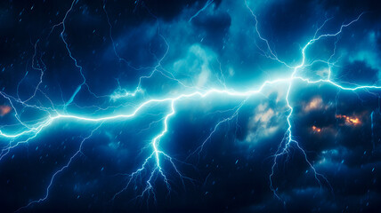 a close up of a lightning bolt in a dark sky Generative AI