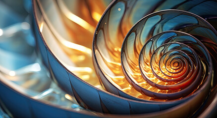 Yellow Fractal Spiral Background Image, Illustration - Infinite repeating spiral pattern, vortex of geometry. Recursive symmetrical patterns compressed and twisted into a central focal point. Abstract - obrazy, fototapety, plakaty