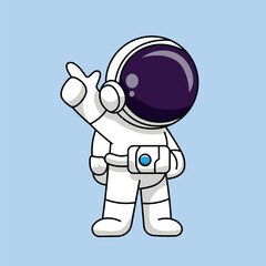 сute cartoon astronaut on light blue background