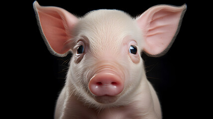 small pig with big ears and a pink nose Generative AI