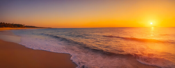 Fototapeta na wymiar Summer Dreams, Beach Horizon Sunset, AI Generated