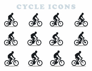 Bike types and cycling sign set.