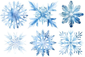Watercolor icy Christmas snowflakes clip art Generative AI