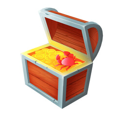 Pirates chest with treasure, color icon png