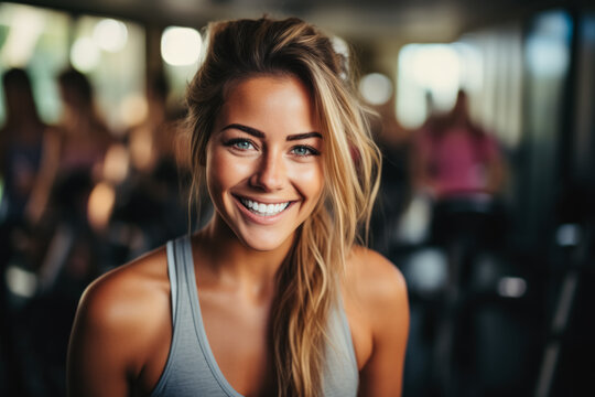 Determined individuals committed to vigorous spinning class in a vibrant fitness club 